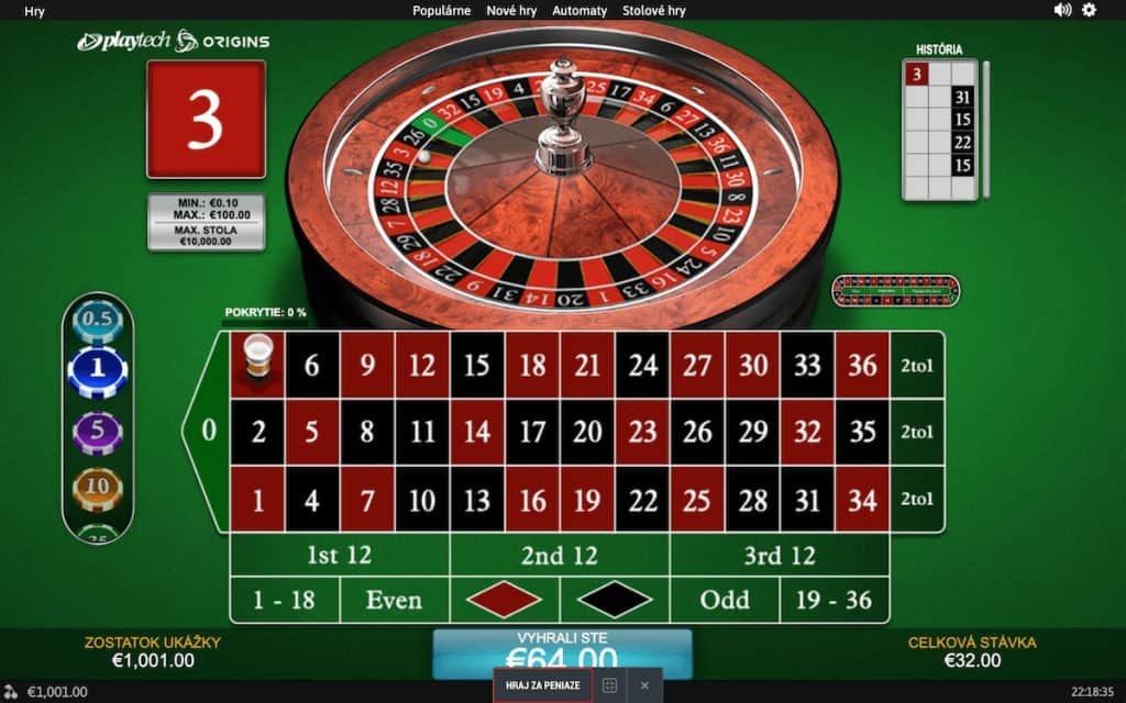 Premium European Roulette - casino hra