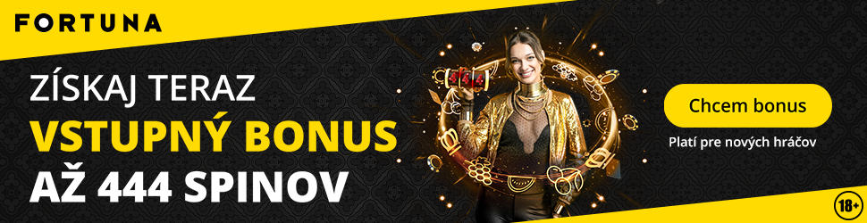 Nový vstupný bonus 444 free spinov pre nových hráčov - Fortuna Casino - 970x250