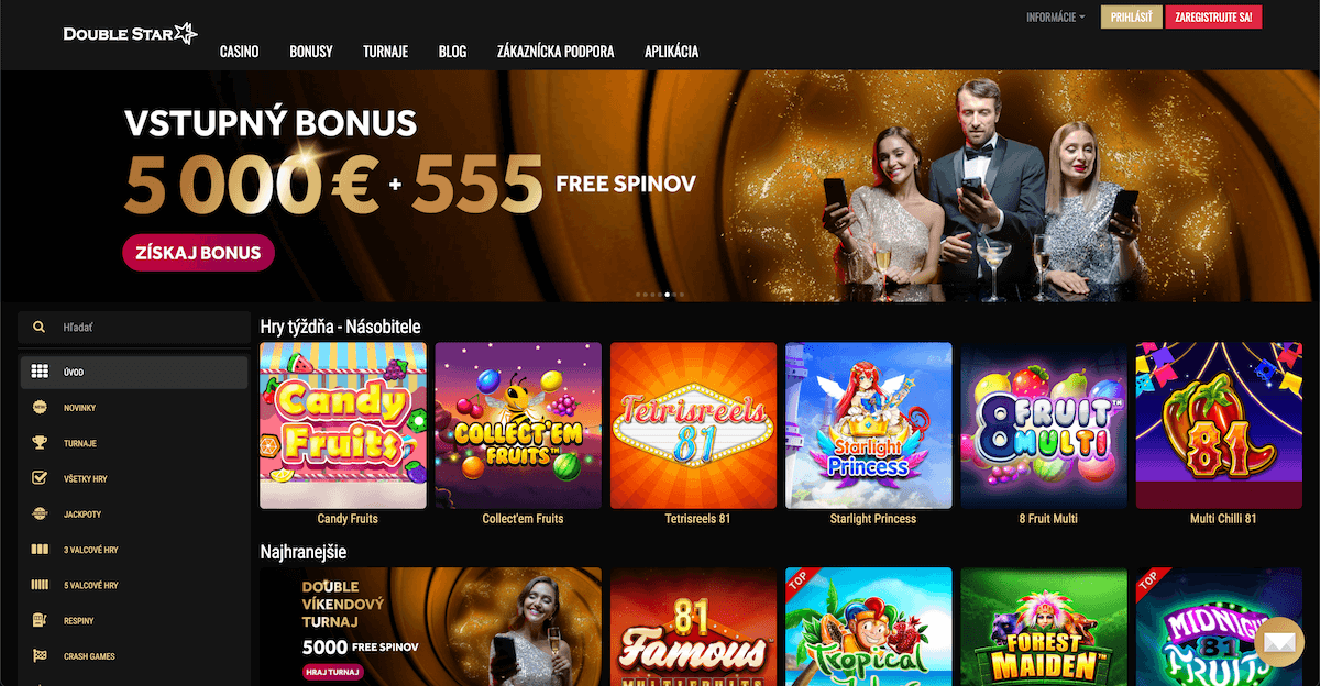 DoubleStar Casino ukážka lobby - apríl 2025