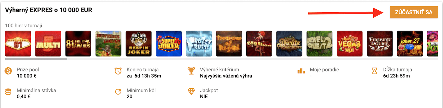 Cara mendaftar turnamen di kasino Tipsport