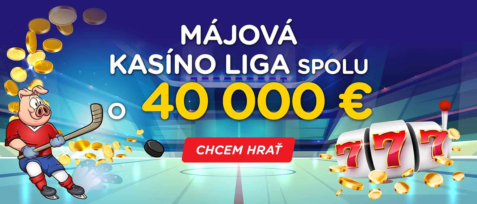 Májová kasíno liga o 40 000 € v eTIPOS - banner