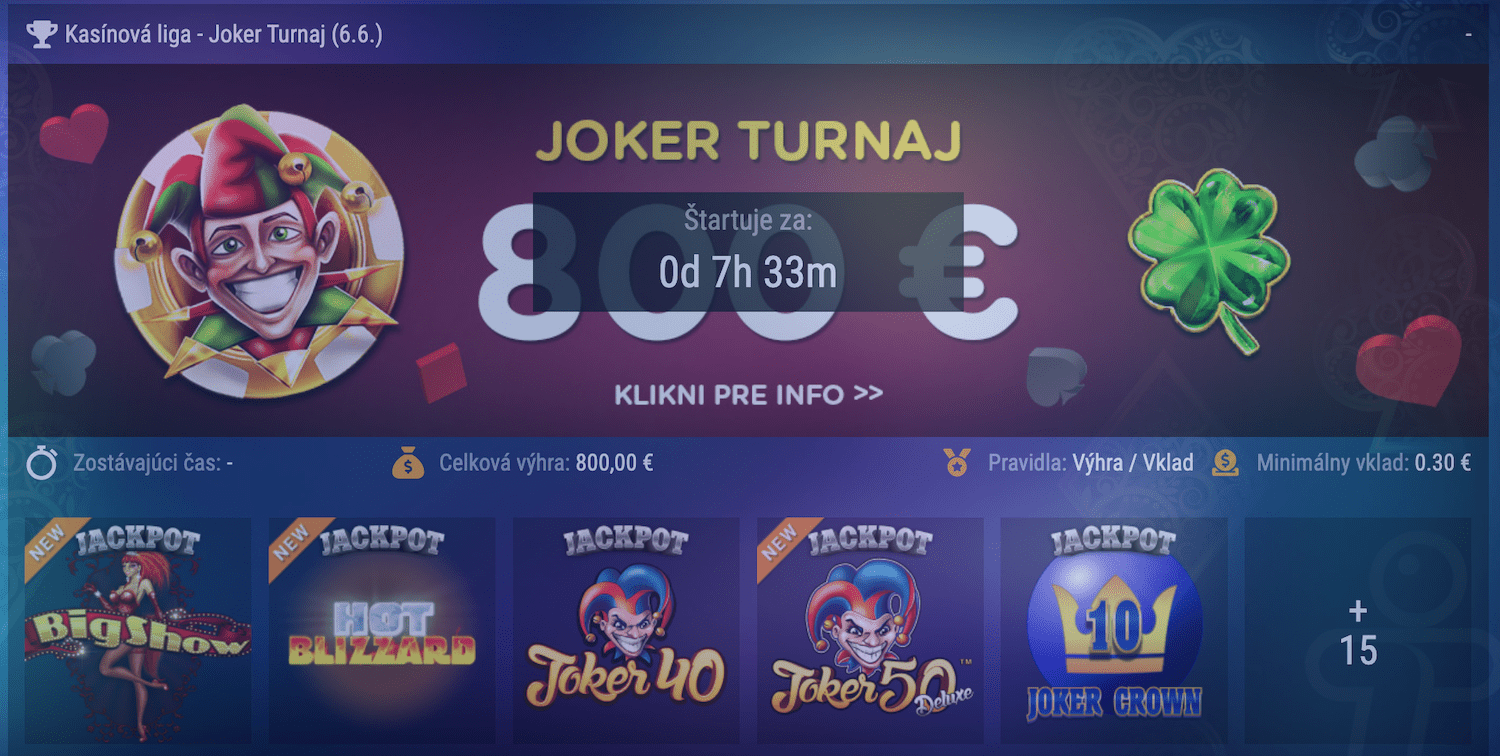 Turnamen Joker - liga kasino eTIPOS.sk