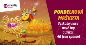 Pondelková maškrta v SYNOT TIP Casino - bonus 40 free spinov