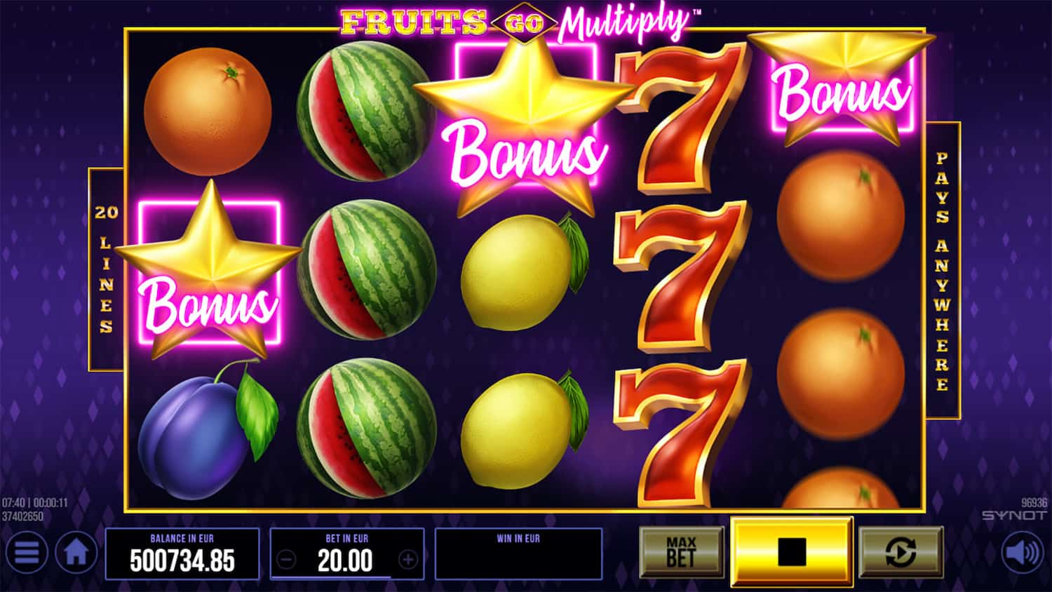 Online automat Fruits Go Multiply - Scatter free spiny
