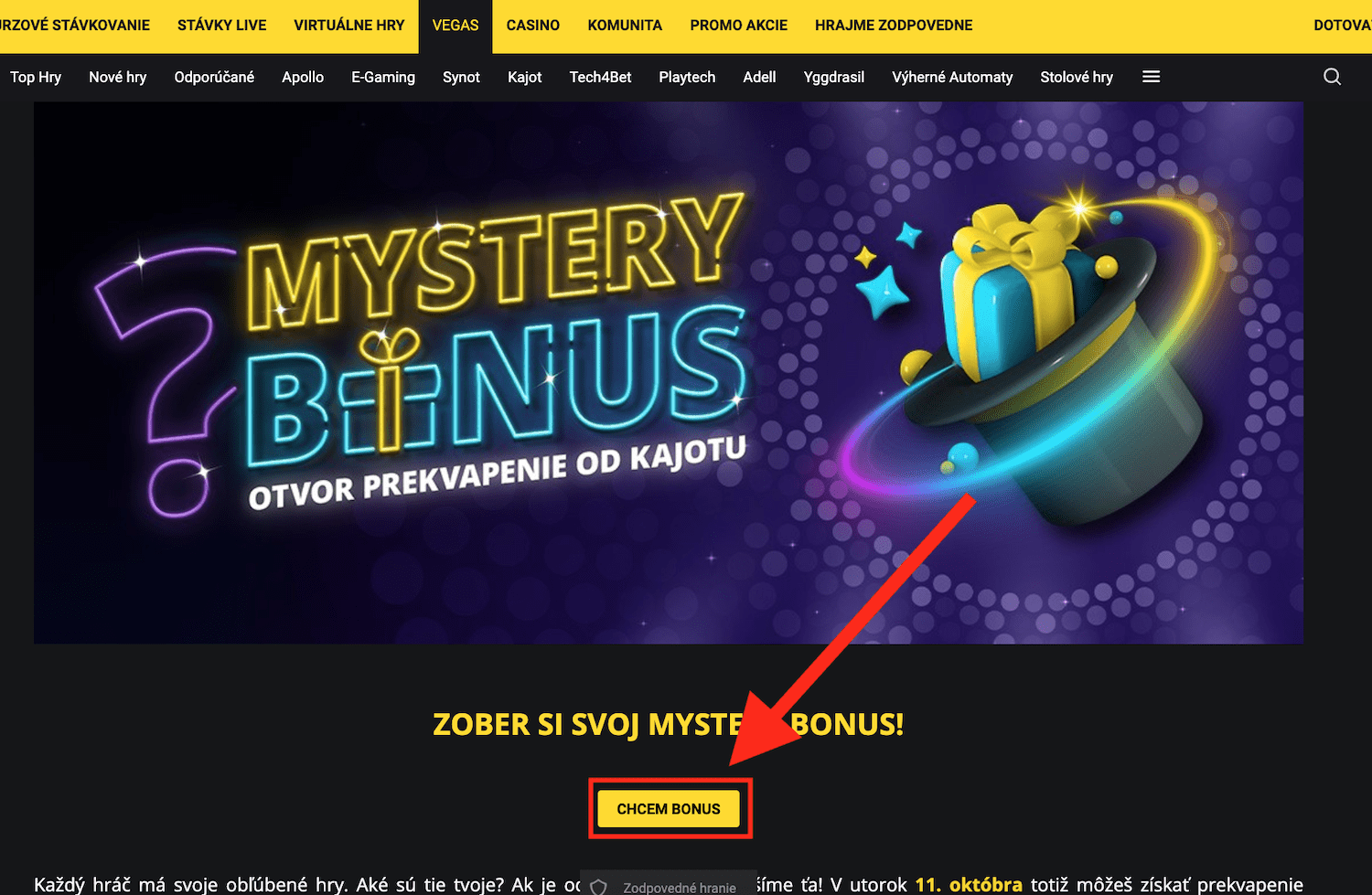 Prihlásenie do akcie Mystery Bonus v kasíne Fortuna