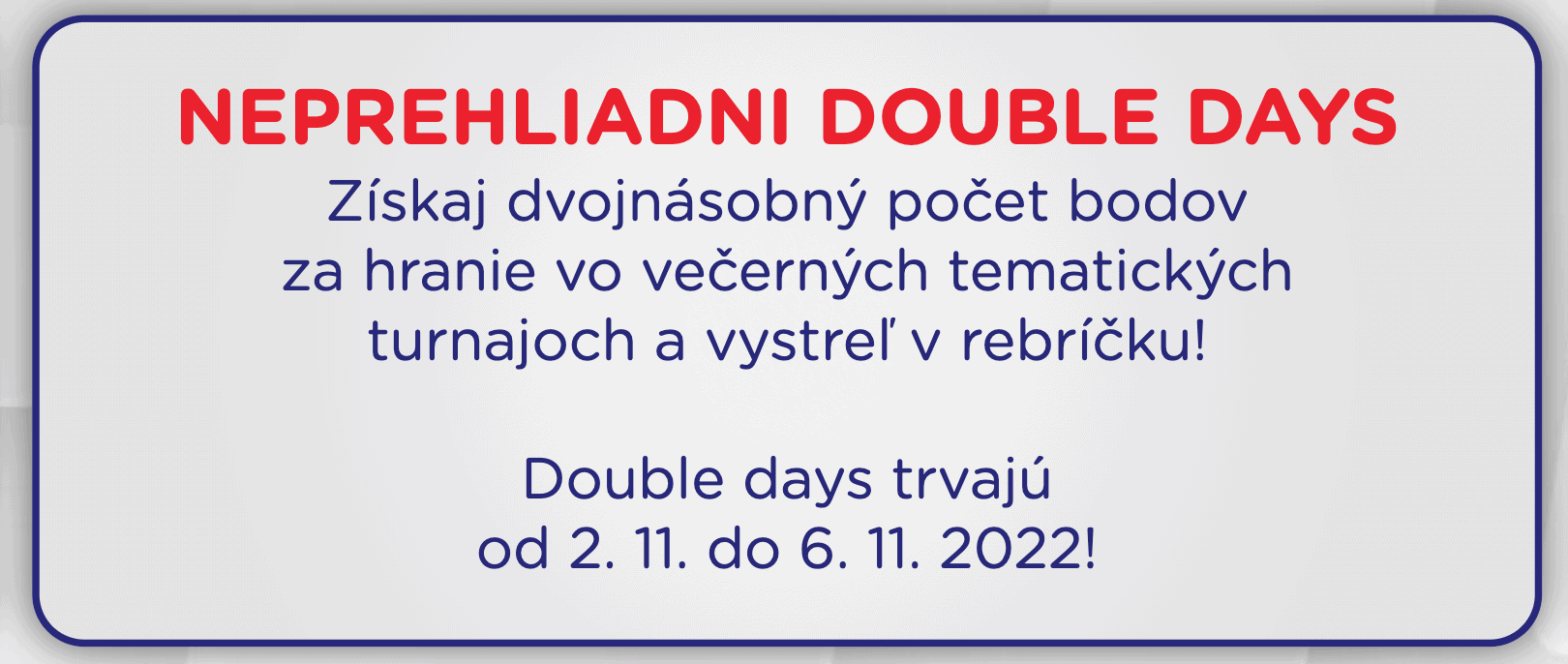 Double Days počas novembrovej kasíno ligy 2022 - eTIPOS.sk