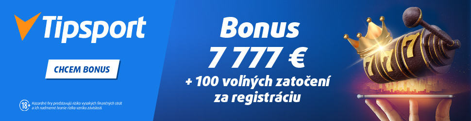 Tipsport kasíno - nový vstupný bonus 7777 € + 100 free spinov - 970x250