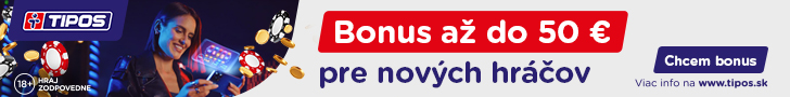 Registračný bonus až 50 € v Tipos kasíne 2024 - 728x90