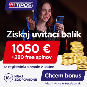 Uvítací bonus 1050 € + 280 free spinov ku vkladu v Tipos kasíne 2024 - 300x300