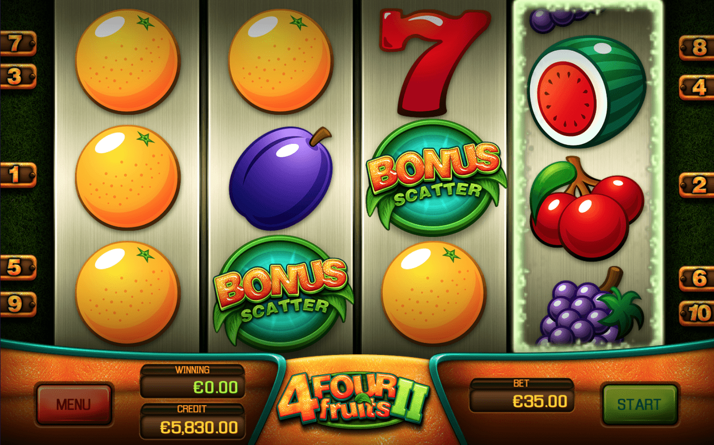 Four Fruits II - Scatter symboly a free spiny