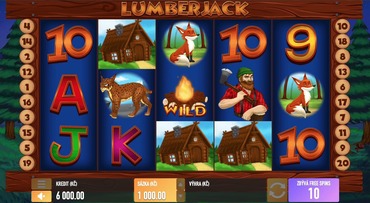 Online automat Lumberjack od Tech4bet - ukážka valcov