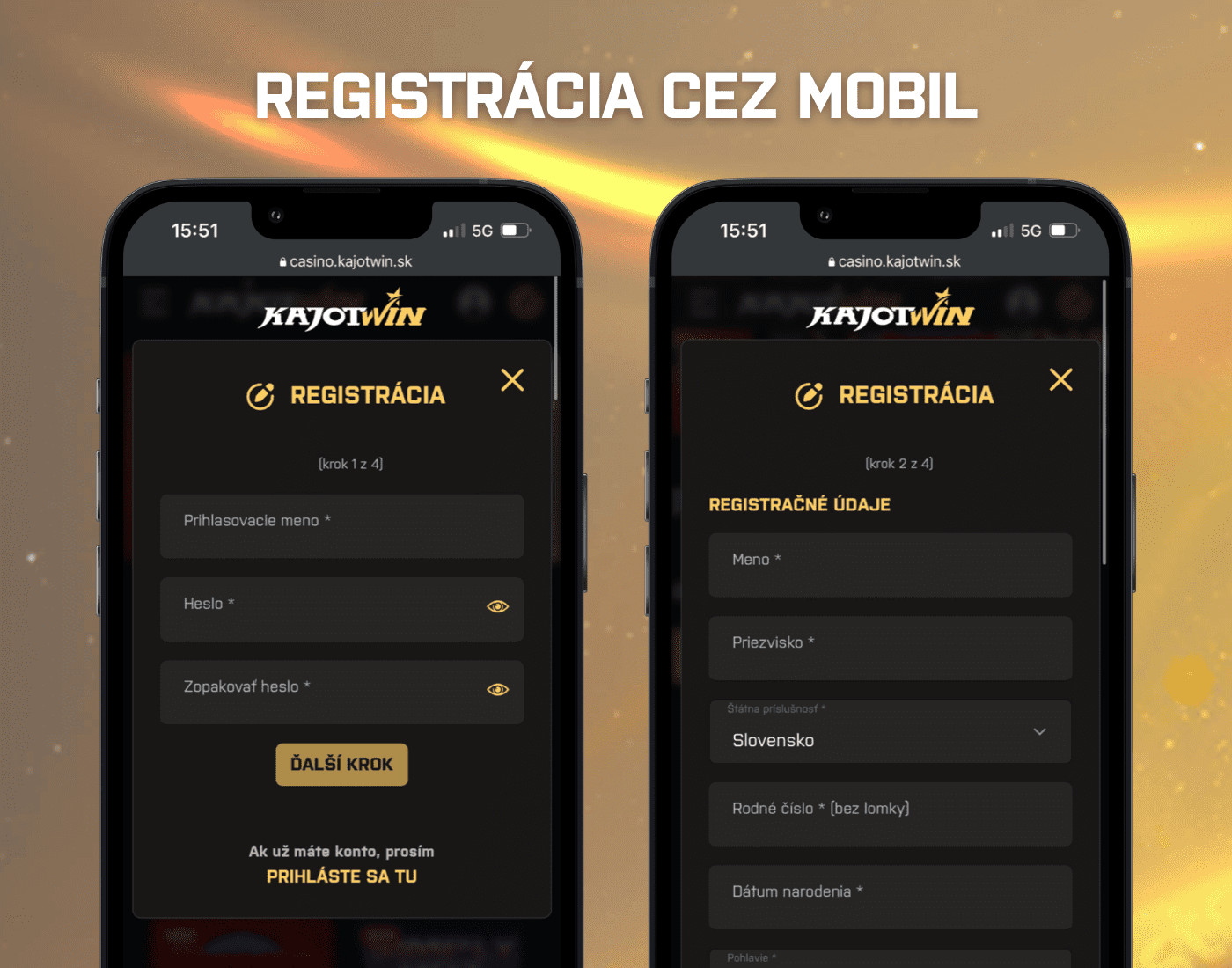 Kajotwin Casino - registrácia cez mobil 