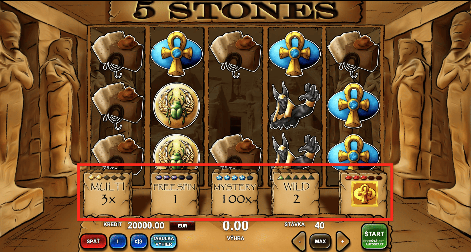 Online automat 5 Stones valce - päť bonusov