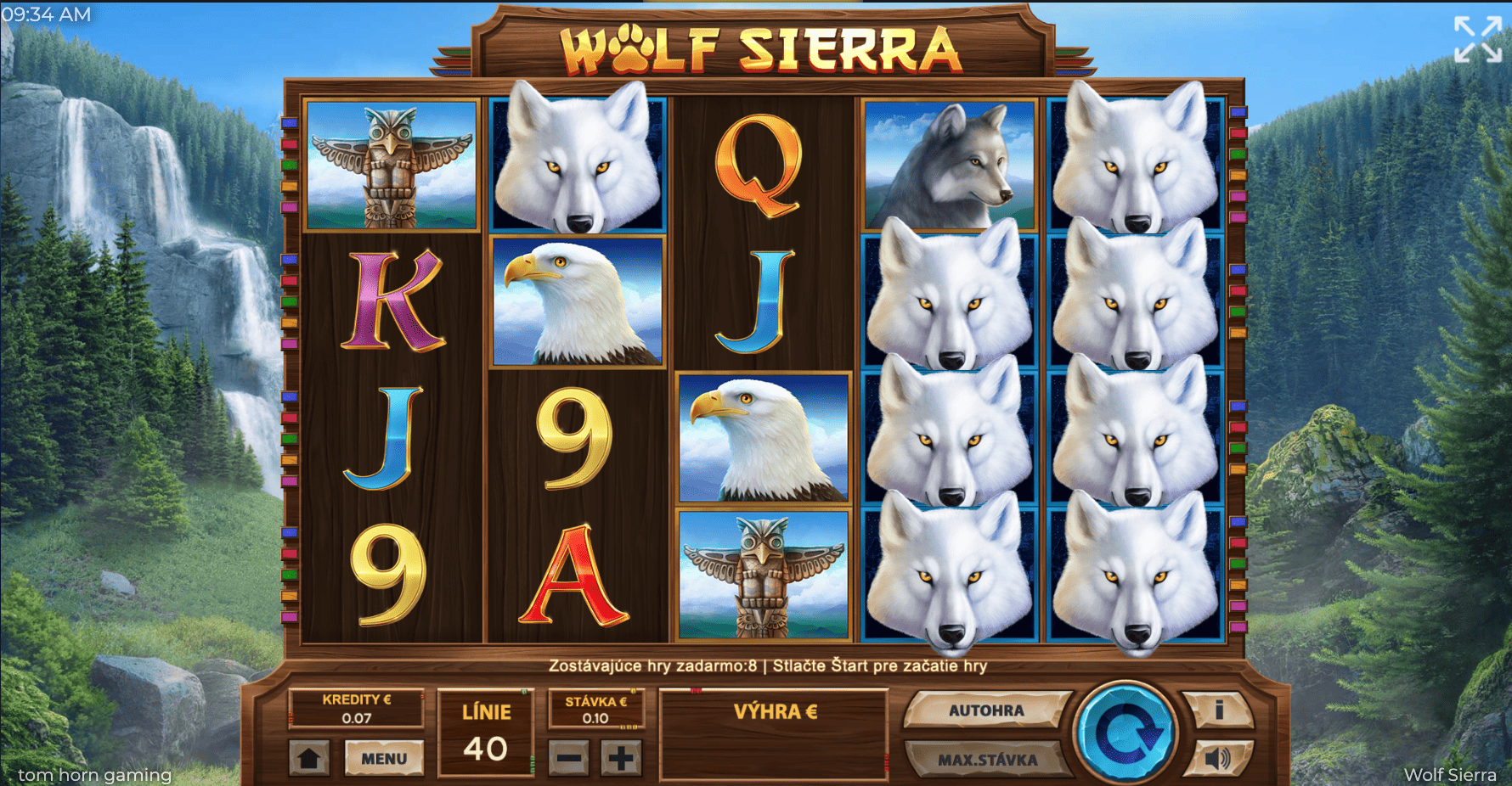 Wolf Sierra - online automat od Tom Horn - ukážka valcov