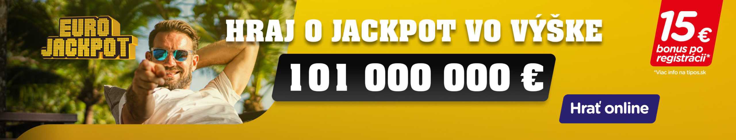 Hraj o Eurojackpot vo výške 101 miliónov eur na eTIPOS - banner