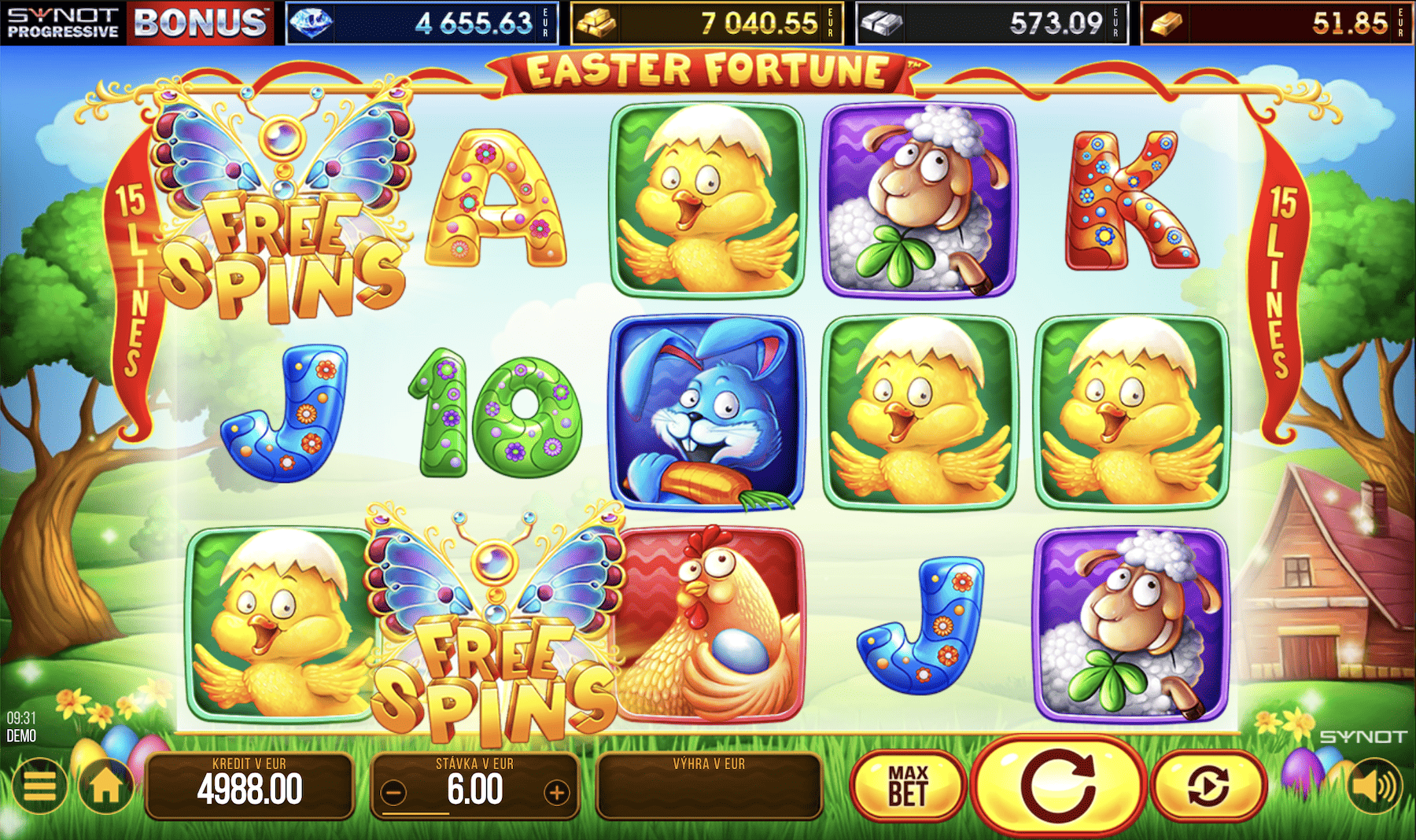 Online automat Easter Fortune od Synot Games - ukážka valcov