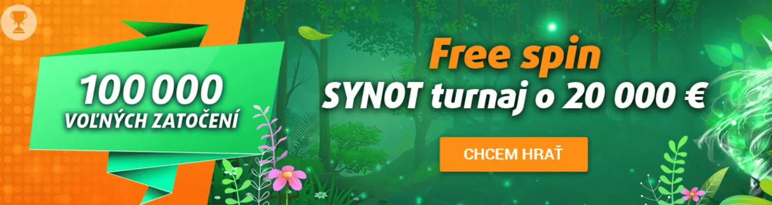 Synot free spin turnaj o 100 000 free spinov a 20 000 € v Tipsport kasíne