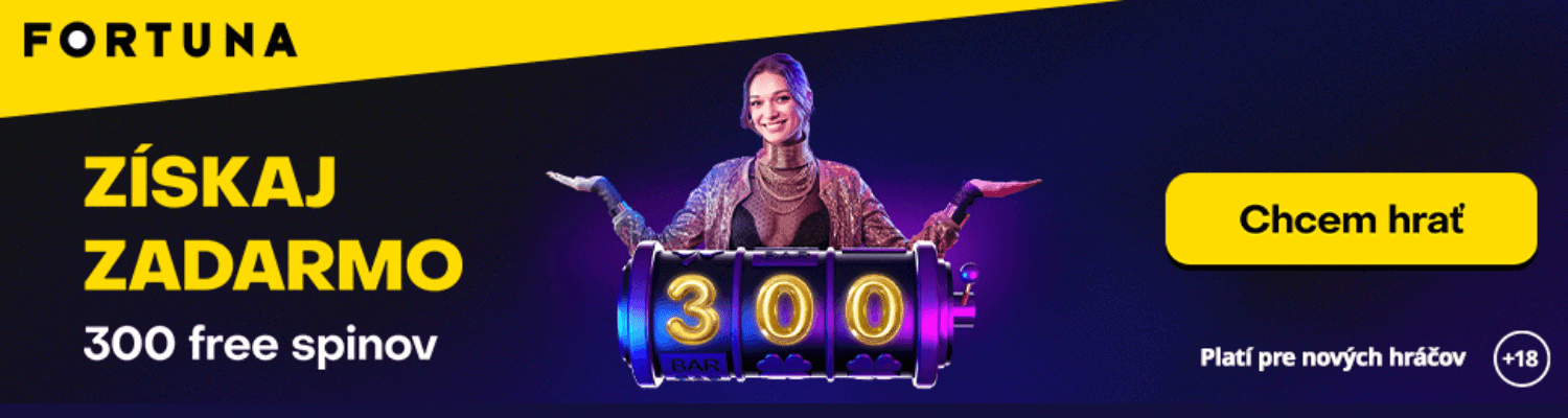 Fortuna casino vstupný bonus 300 free spinov zadarmo - banner promoakcia