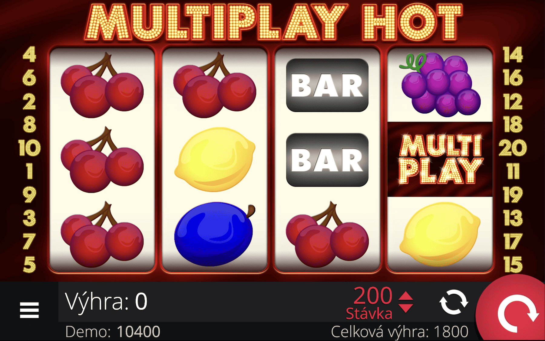 Online automat Multiplay Hot od e-gaming - ukážka valcov