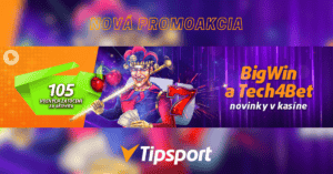 Bonus 105 voľných zatočení s novými automatmi v Tipsport kasíne