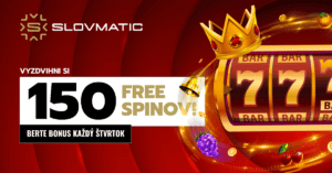 Štvrtkový bonus 150 free spinov pre každého v Slovmatic