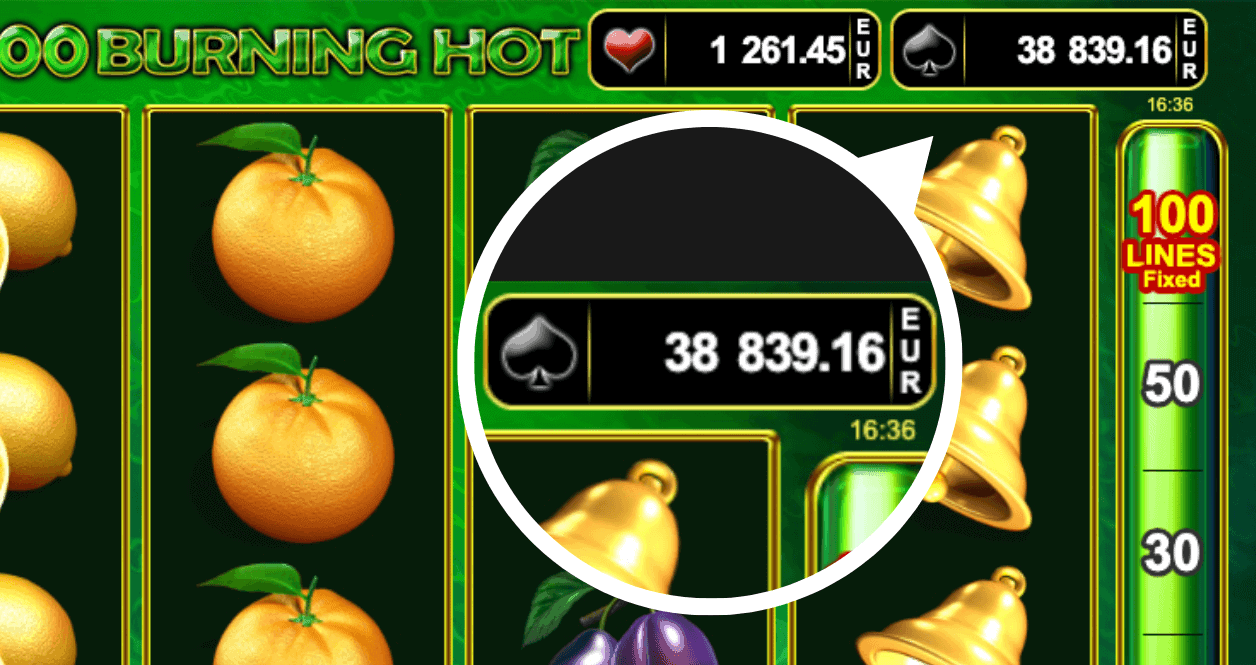 Detail na Amusnet jackpot v automate 100 Burning Hot