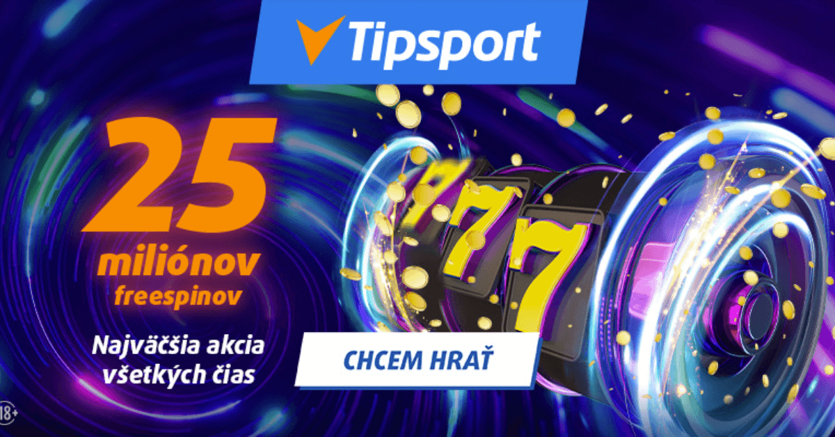 Tipsport rozdáva počas promo akcie Freespinmánia 25 miliónov voľných zatočení