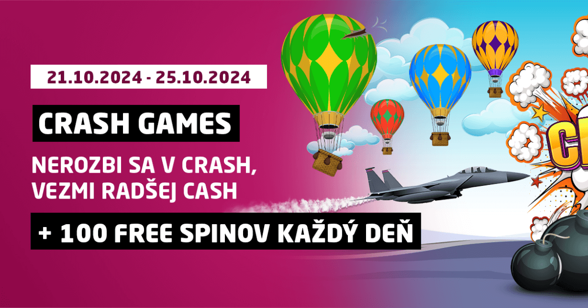 Nové Crash games v Synottip s bonusom 100 free spinov denne - 21.10.2024