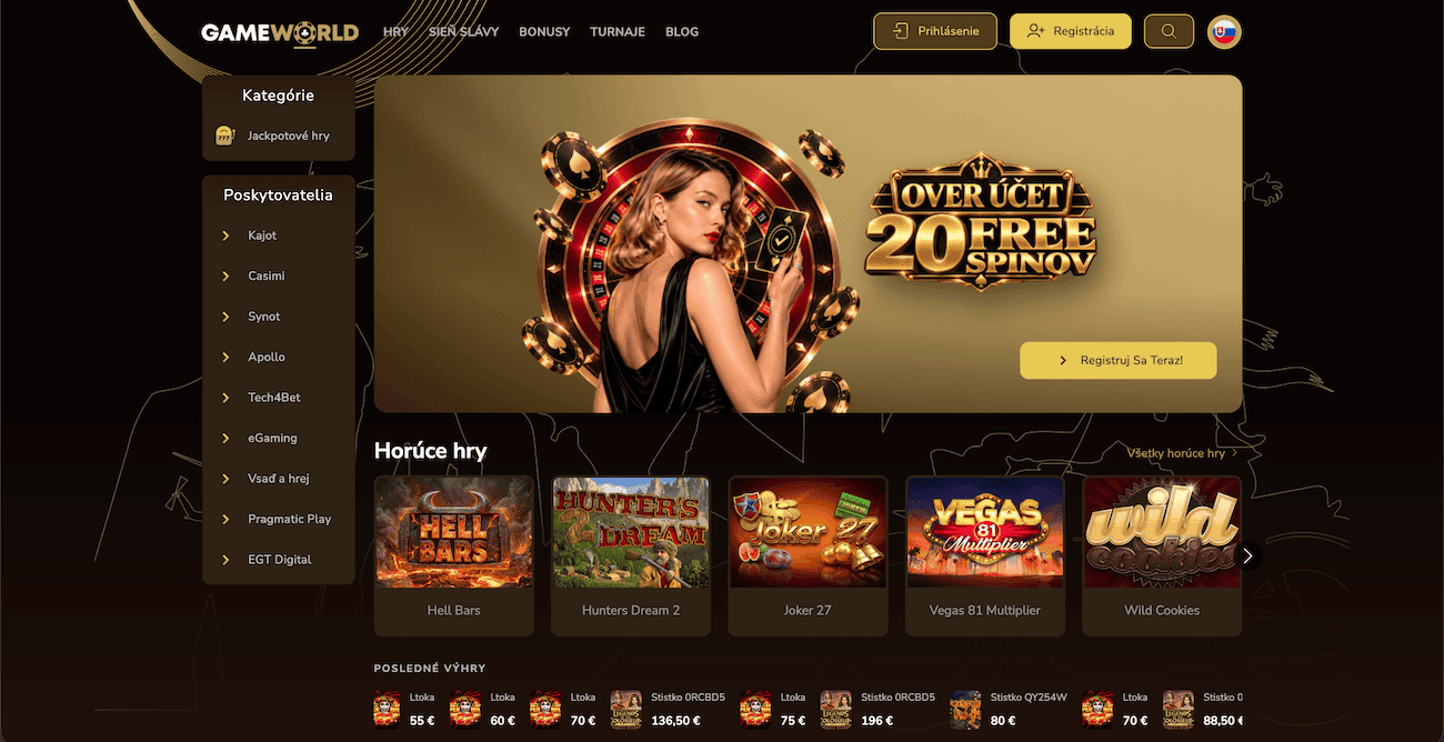 Ako vyzerá GameWorldBet kasíno - ukážka lobby (október 2026)