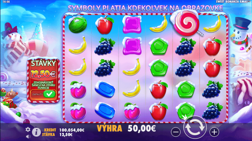 Online automat Sweet Bonanza Xmas - ukážka valcov