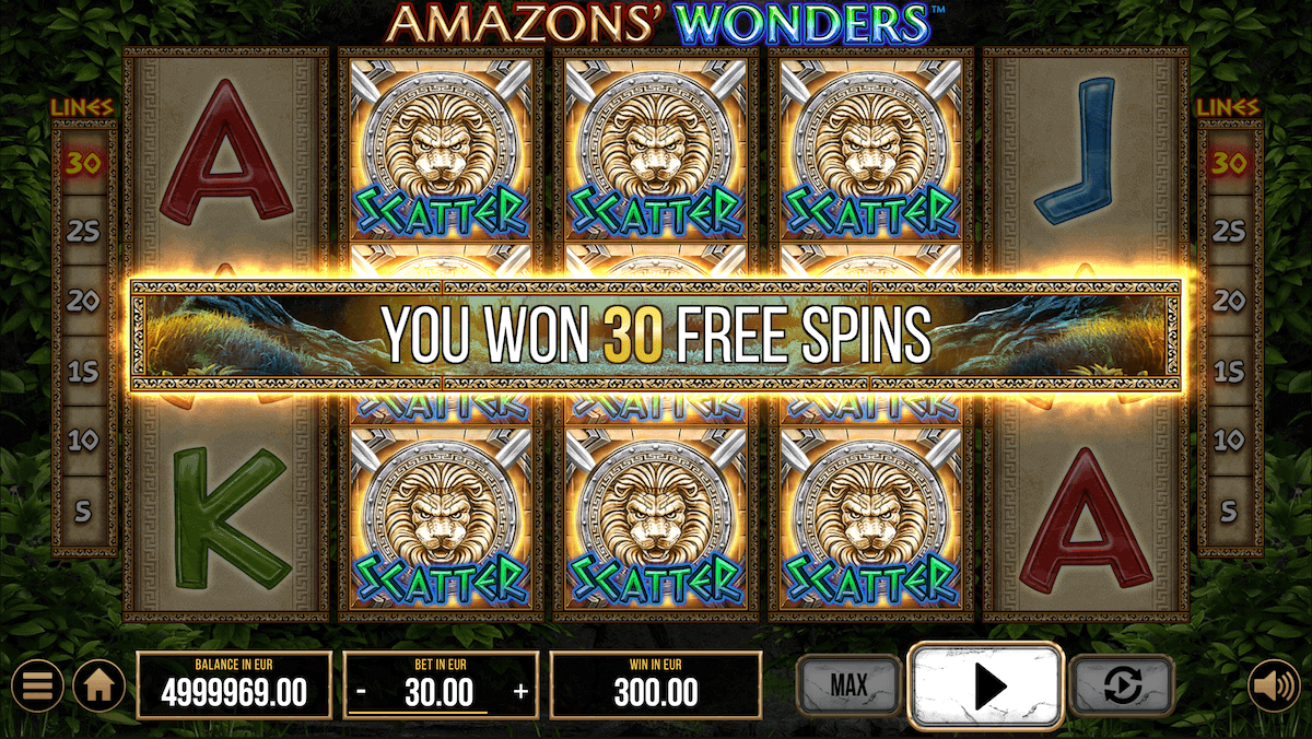 Ako spustiť bonusovú hru (free spiny) v automate Amazons' Wonders